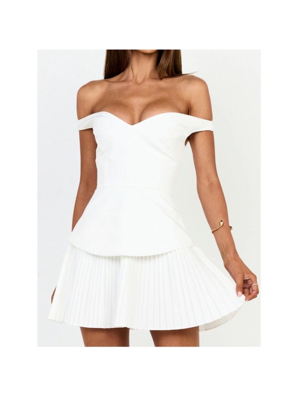 Showpo White Mini Dress Size 6 Izara Bridal Wedding Fit Flare Formal Party